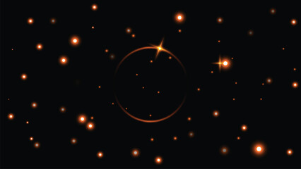 Abstract Glowing Energy Ring With Red Particles Background