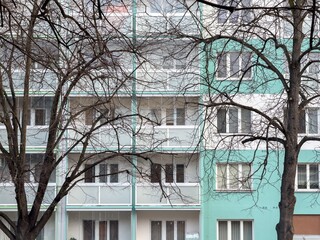 Modernized block of flats with aluminium balconies in Ostrava, Czechia