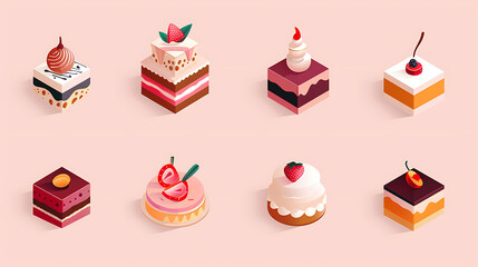 set of birthday cakes