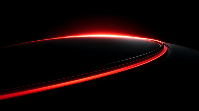 Abstract Red Neon Light Curves and Lines on Pure Black Background - Modern Minimalist Technology Art for Digital Design and Wallpaper Applications