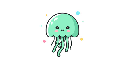 Cartoon jellyfish illustration with cute face isolated on a white background © Insto