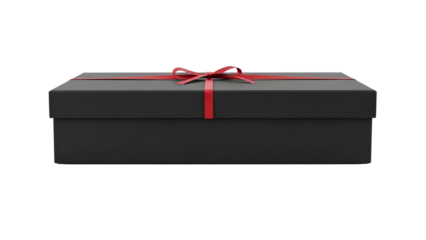 Elegant Black Gift Box with Red Ribbon - Perfect for Any Occasion