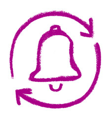 Repeating Bell Ring Icon Crayon Chalk Drawing Doodle Vector