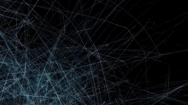 Dynamic abstract light trails weaving through dark space creating artistic movement