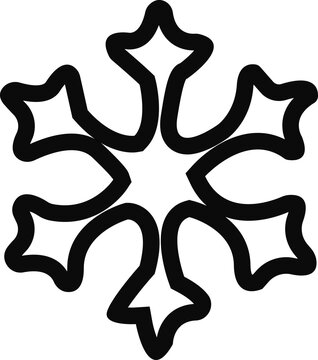 snowflake minimal flat icon Set of cute symmetric blue snowflakes isolated on a transparent background. Cartoon decorative elements. Editable stroke. Ideal for winter designs.