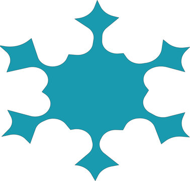 snowflake minimal flat icon Set of cute symmetric blue snowflakes isolated on a transparent background. Cartoon decorative elements. Editable stroke. Ideal for winter designs.