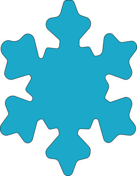 snowflake minimal flat icon Set of cute symmetric blue snowflakes isolated on a transparent background. Cartoon decorative elements. Editable stroke. Ideal for winter designs.