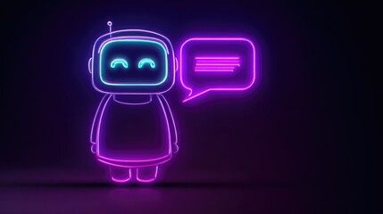 Neon Chatbot with Speech Bubble