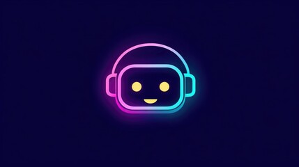 Neon Robot Head Icon