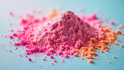 Vibrant, finely ground powder in various pastel shades, resembling crushed petals; perfect for cosmetics, crafts, or artistic backgrounds  A dreamy texture evokes delicate blossoms ,  silky,  design