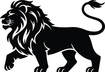 lion silhouette walking mane logo emblem vector design for branding © Icon Stock