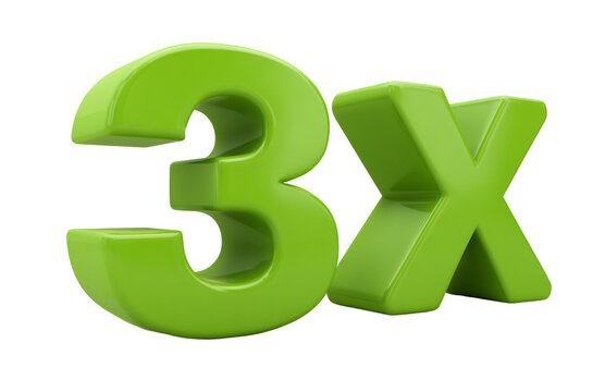 3x symbol in green, isolated on transparent background isolated on transparent background