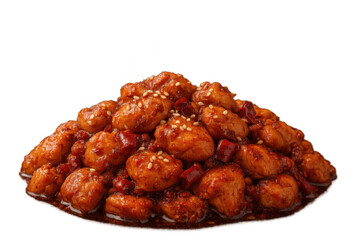 Fototapeta premium Kung pao chicken stir-fried with peanuts, chili peppers, and sesame seeds, authentic chinese takeout cuisine