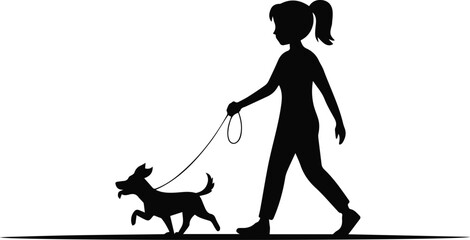 dog owner walking leash silhouette vector illustration © Icon Stock