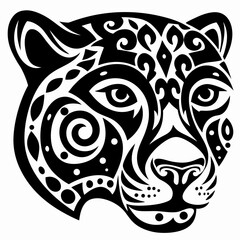 Aztec Inspired Jaguar Head Tribal Tattoo Design