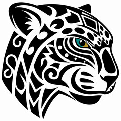 Tribal Jaguar Head Logo - Fierce Feline Art