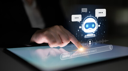 AI assistant with voice chat interface, combining smart chatbot, voice command, and AI-powered control search tools. Agentic AI assistant helps users search and chat naturally. Spline