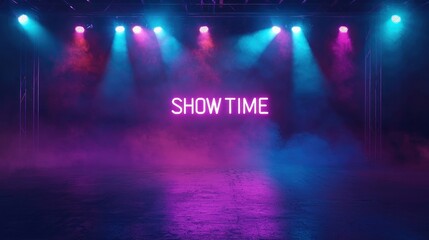 Neon showtime on transparent background