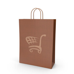 Brown paper shopping bag icon for retail packaging design