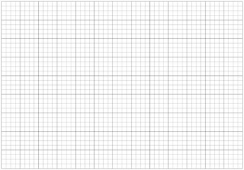 Squared grid paper pattern. Notebook sheet blank. Mathematics typography template for making notebooks production for school. Mesh graph black texture on white background. Education backdrop.  © Hanna