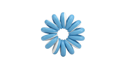 Blue and White Spiral Hair Tie on White Background