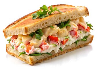 Lobster Thermidor Pocket Sandwich on a Pure White Background and transparent background