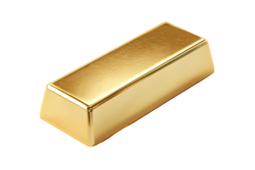 Shiny gold bar isolated on transparent background. Shiny gold bullion bar isolated on white background.