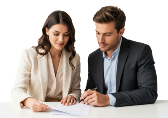 Founder and board member formalizing commercial acquisition or debt restructuring with fountain pen to represent fiscal responsibility and international trade settlement in corporation office