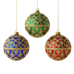 Decorative christmas ornaments isolated on transparent background isolated on transparent background