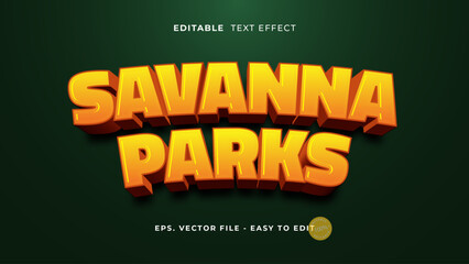 Savanna Parks 3D Editable Text Effect Safari Adventure Style