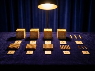Golden magnetic building blocks arranged in numerical sequences