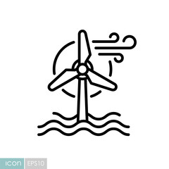 Offshore wind turbine outline vector icon © nasik