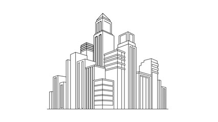 Obraz premium City Skyline Skyscrapers Modern Architecture Illustration.