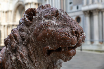 Weathered Marble Lion