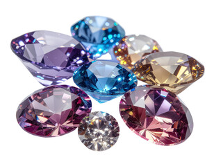 Fototapeta premium Colorful gemstones, isolated on transparent background