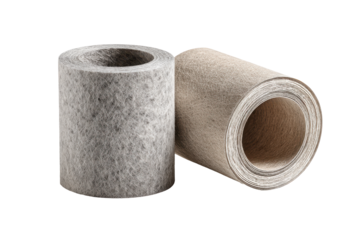 Cylindrical air filters isolated on transparent background. Two blue water filter cartridges side isolated on white background.