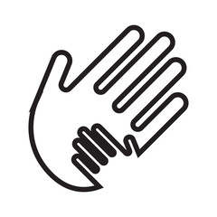 Obraz premium Outline style of a large hand and a small hand nested together, representing protection, guidance, and the bond between generations. Related to childcare services, family law, pediatric health