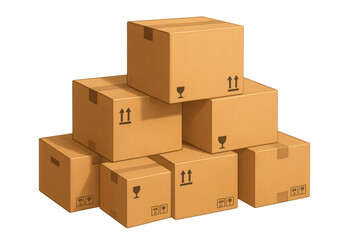 Fototapeta premium Cardboard boxes stacked representing shipping, delivery, moving, and logistics concepts, isolated on a transparent background