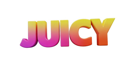 3d rendered word juicy with vibrant gradient colors, isolated on transparent background