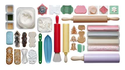 Christmas Cookie Decorating Supplies, isolated on transparent background