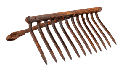Rusty Garden Rake Isolated