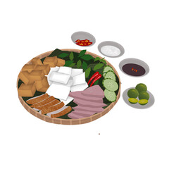 Vietnamese Traditional Foods Illustration