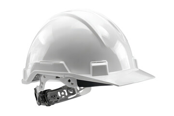 Fototapeta premium White hard hat safety helmet isolated on transparent background. Modern white construction hard hat safety equipment isolated on white background.