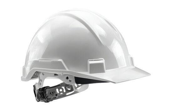 White hard hat safety helmet isolated on transparent background. Modern white construction hard hat safety equipment isolated on white background.