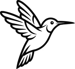 Fototapeta premium Hummingbird Outline Vector Illustration Minimal Flying Bird Line Art