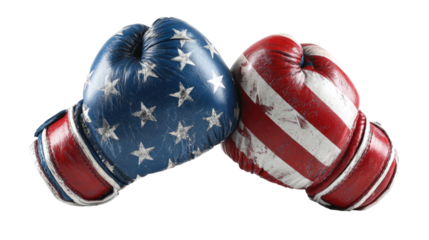 US Flag Boxing Gloves on Isolated Background