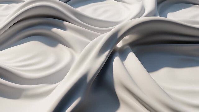 White Fabric Undulations Capturing Serene Fluid Motion Perfect for Calming Energy in Cooking Show Backgrounds, Restaurant Advertisements, or Wellness Presentations. Length 176 characters.