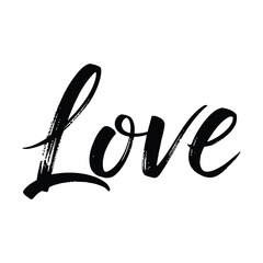 Love brush script typography art on a clean white background conveying emotion and passion isolated on white background, Vector, illustration