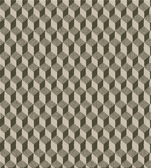 Seamless woven pattern with an optical illusion of interlocking three-dimensional cubes isolated on transparent background