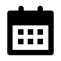 Black Calendar Icon Isolated on White, Schedule and Appointment Symbol, Event Planner and Date Reminder Vector